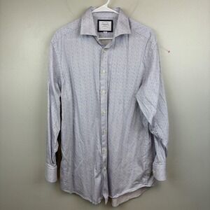 Charles Tyrwhitt Shirt Mens 16.5 34 Blue Floral Classic Fit Cotton Button Down